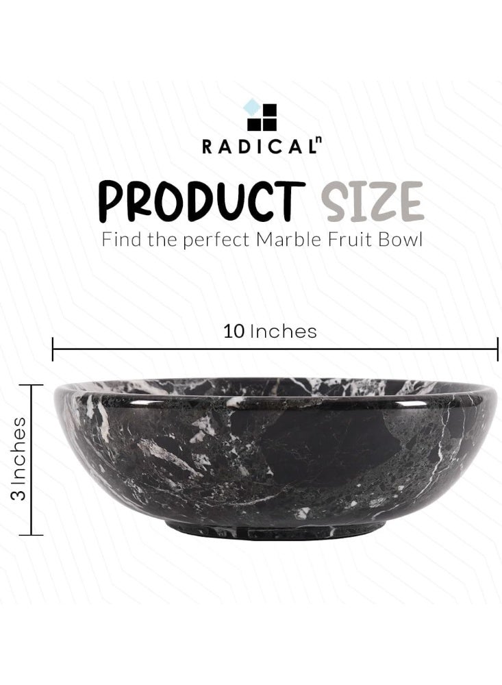 RADICALn Black Marble Decorative Fruit & Candy Bowl | 10" Handmade Bowl for Kitchen & Dining Table - Image 2